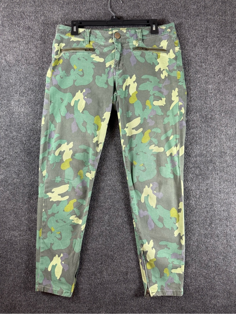 CAbi Men's Camo Cargo Pants in Green and Yellow